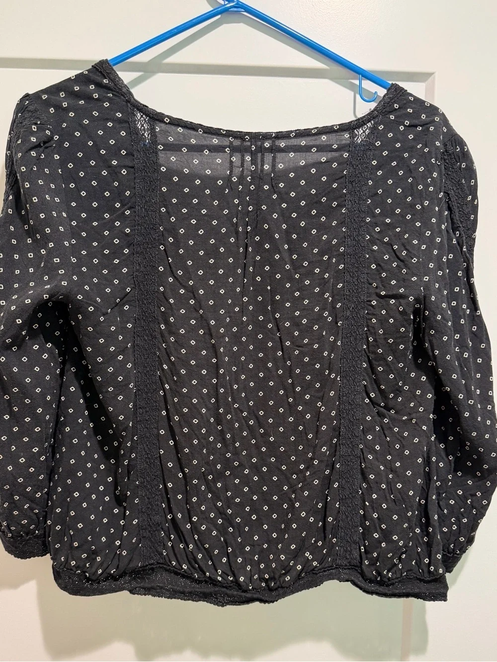 Free People Black Printed Button-Front Blouse Size Medium